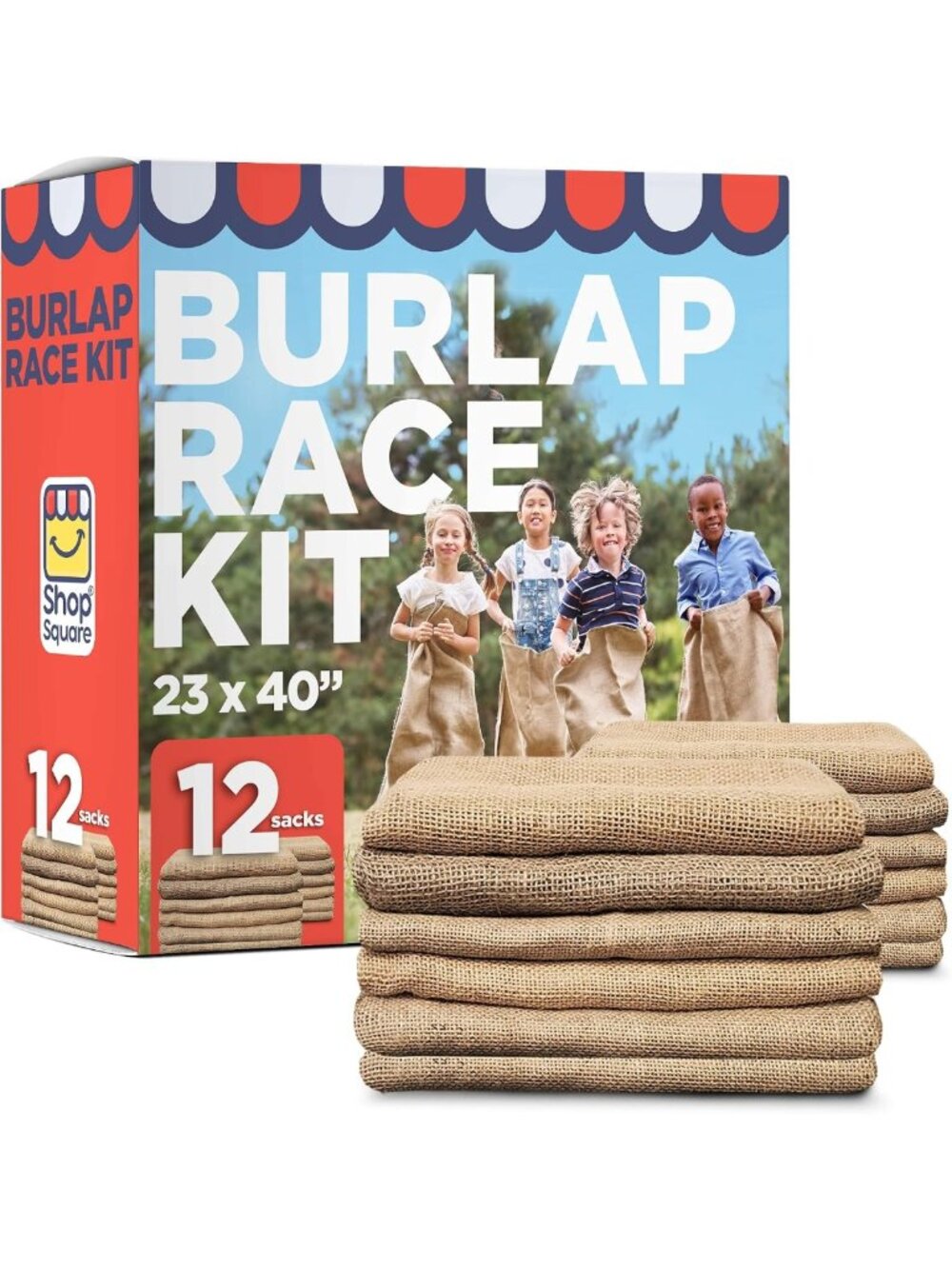 Set of 12 Large Burlap Potato Sack Race Bags for Outdoor Games & Parties